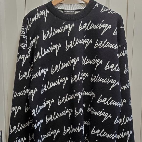 Balenciaga Allover Logo Jumper Sweater XS - Picture 2 of 7